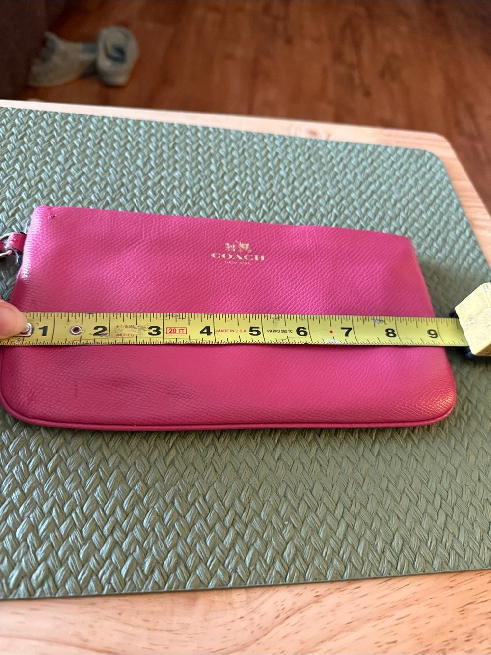 Coach Pink Pebbled Leather Wristlet Clutch